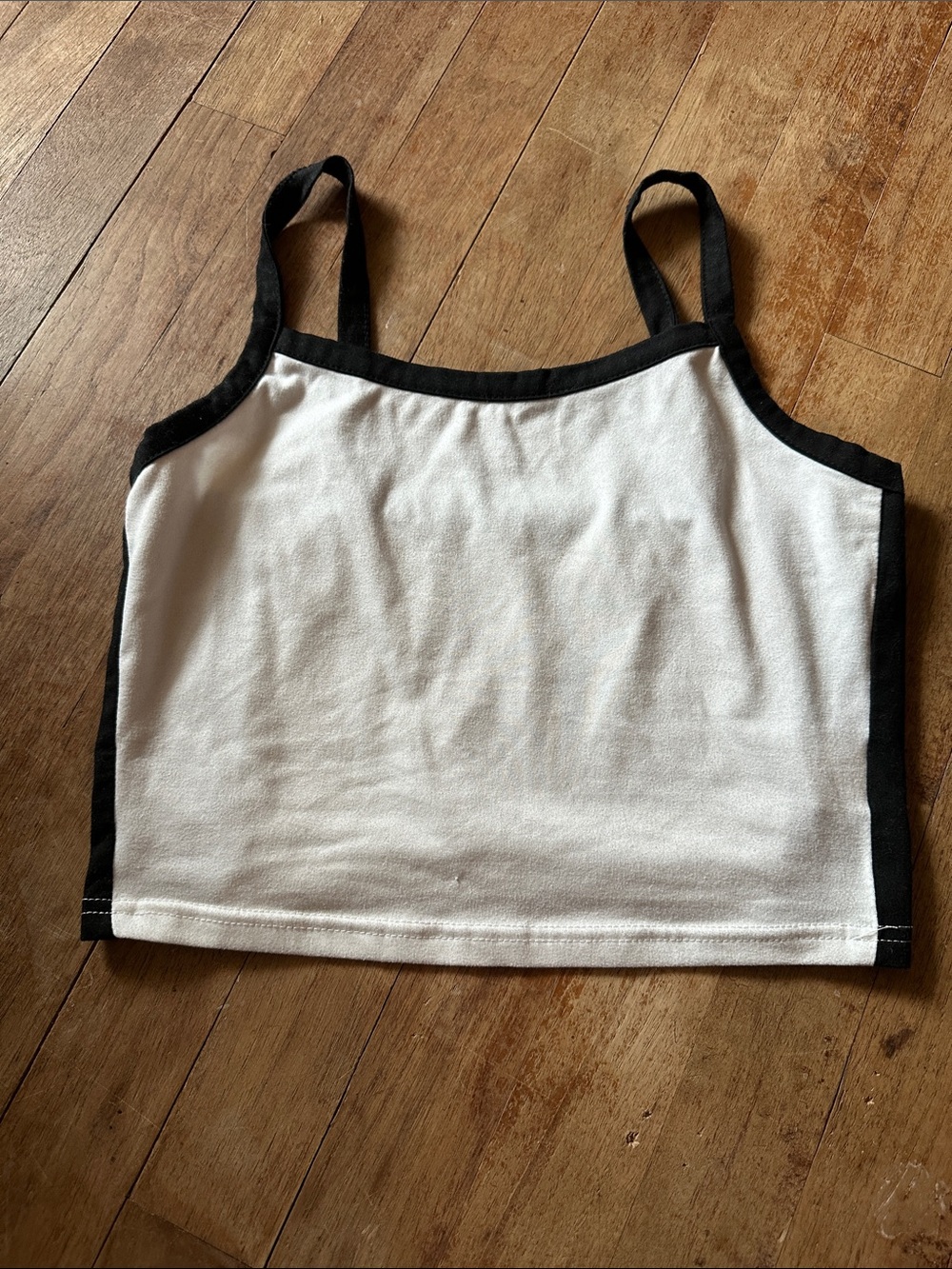 White Cropped Tank with Black Trim - Size M